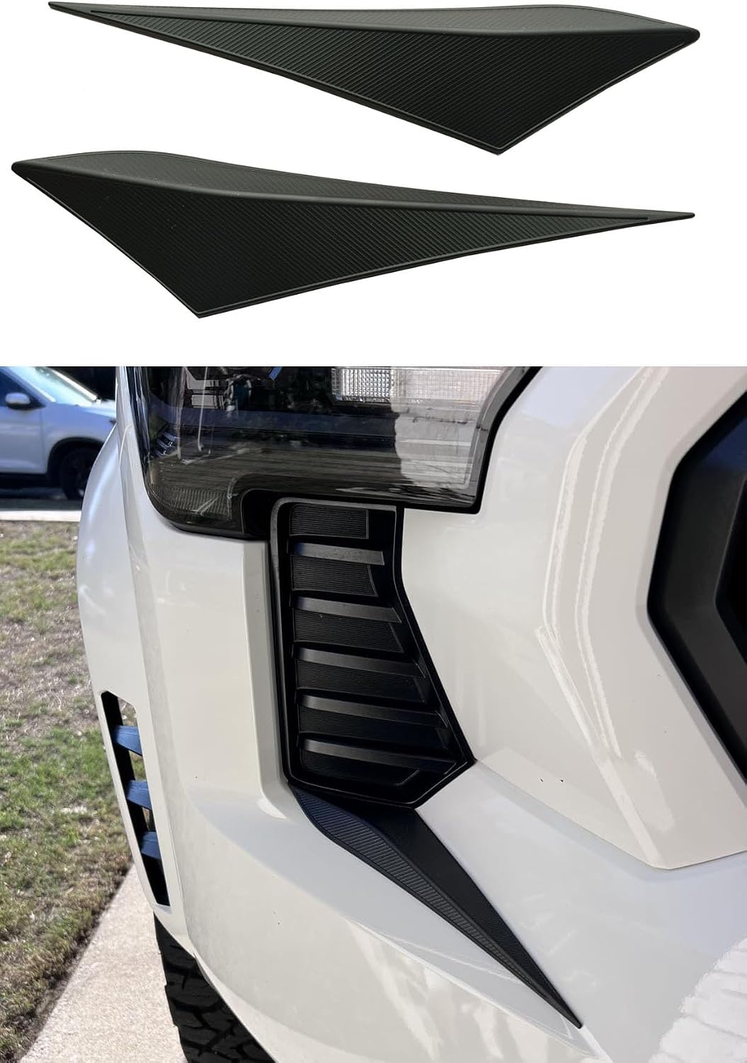 Pair Set Front Side Grille Patch Decor Compatible with 2024 2025 2026 Toyota Tacoma Accessories, Custom Fit 4th Gen Tacoma Front Headlight Grille Decals (Black Texture)