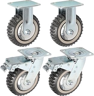 tonchean 6 Inch Caster Wheels Heavy Duty Polyurethane Offroad Casters Set of 4 Swivel Plate Caster with 2 Brake Industrial Locking Wheels, Load Bearing 1653lbs