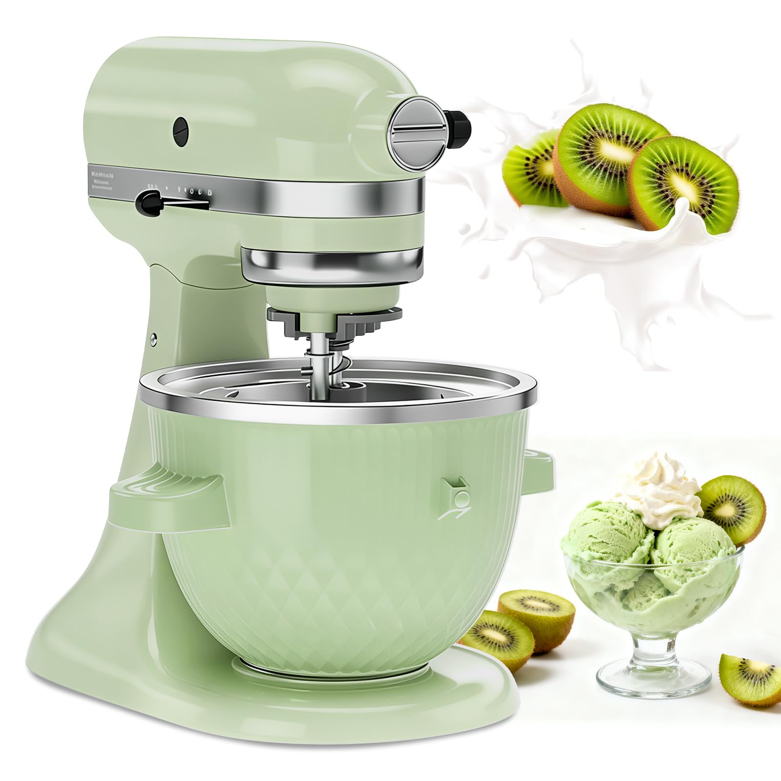 Accessoire pour machine à crème glacée KitchenAid, bol à crème glacée pour batteur sur socle KitchenAid de 4,5 L/5 QT, machine à sorbet et à gélato, vert clair