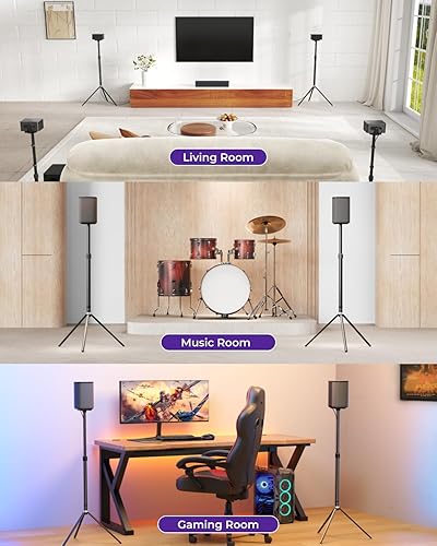 Miniatura 2 de ULTIMEA Paquete de 2 soportes universales para altavoces de altura ajustable, soporte de altavoz negro con capacidad de 6.6 lbs, extensible de 24.4