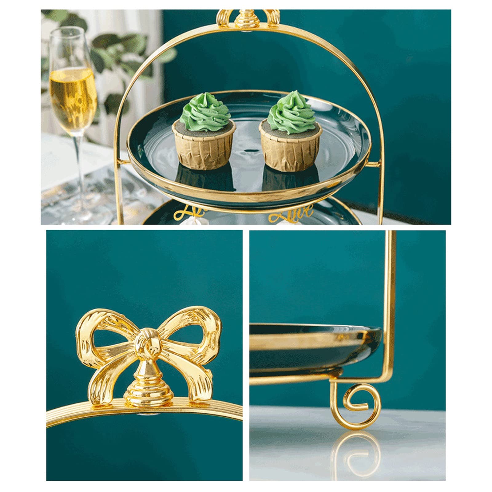 Bandejas para Tartas Mesa de postre creativa del soporte de la torta de 3 capas con el soporte de exhibición de la torta de té de la tarde del mango de la tarde para la fiesta del té, la boda y el cum
