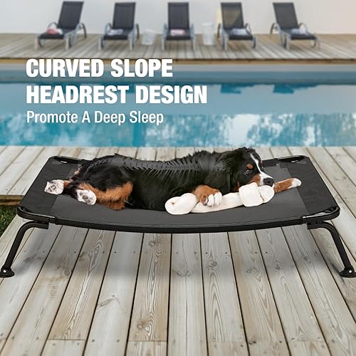 Miniatura 2 de Veehoo Cama elevada refrescante, cuna curvada para perros para dormir profundamente, duradera y transpirable, hamaca para perros de campamento con