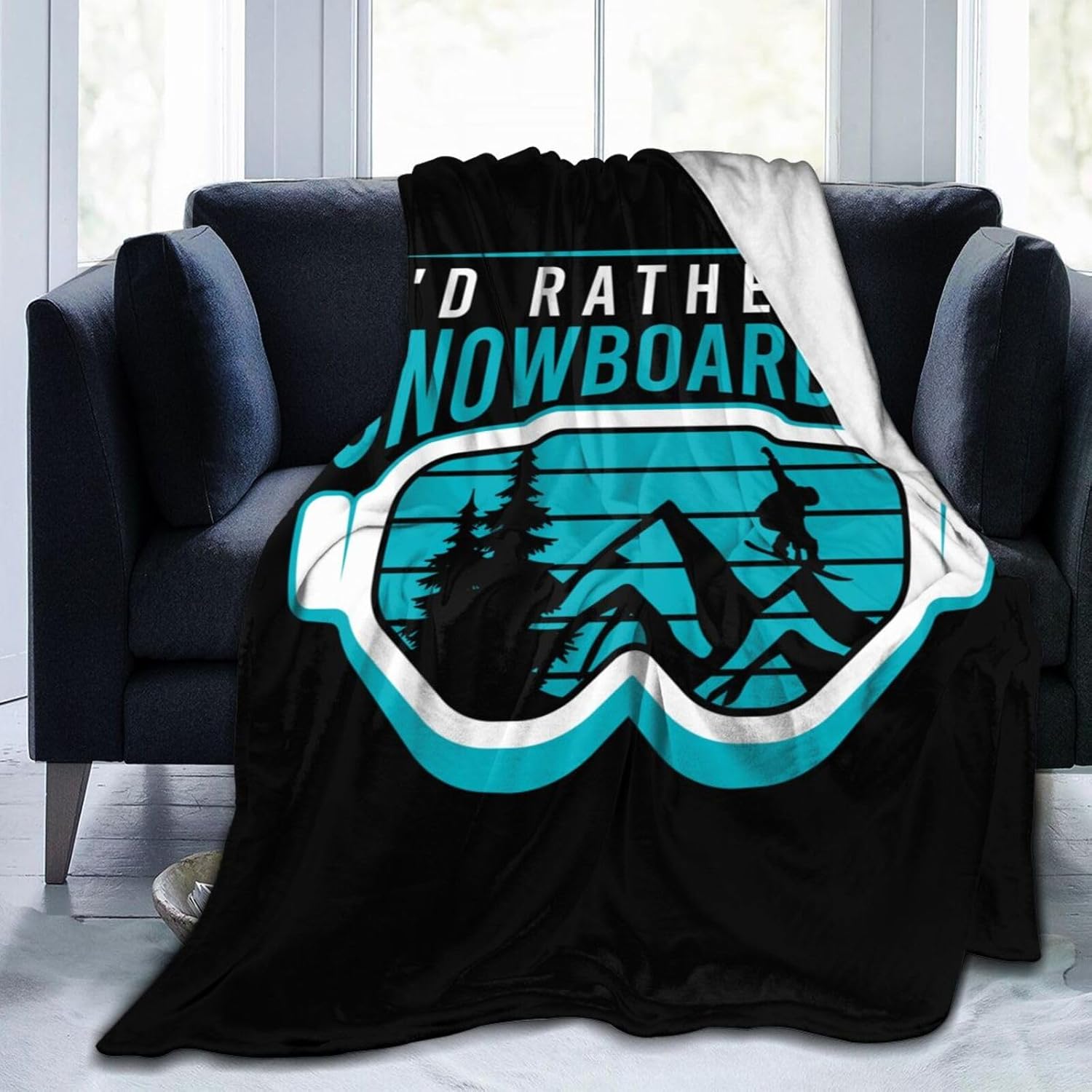 I d Rather Be Snowboarding Throw Blanket for Couch Bed Sofa Soft Comfortable Blanket 60"x50" Flannel Blankets & Throws