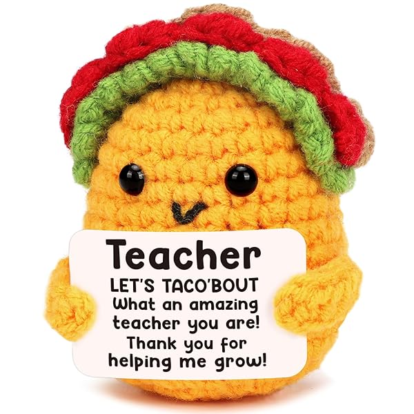 Teacher Appreciation Gifts for Women Funny Christmas Thanksgiving Birthday Gifts Thank You Gifts Cards First Day of School Teachers Week Day Graduation Leaving Farewell Mini Handmade Crochet Taco