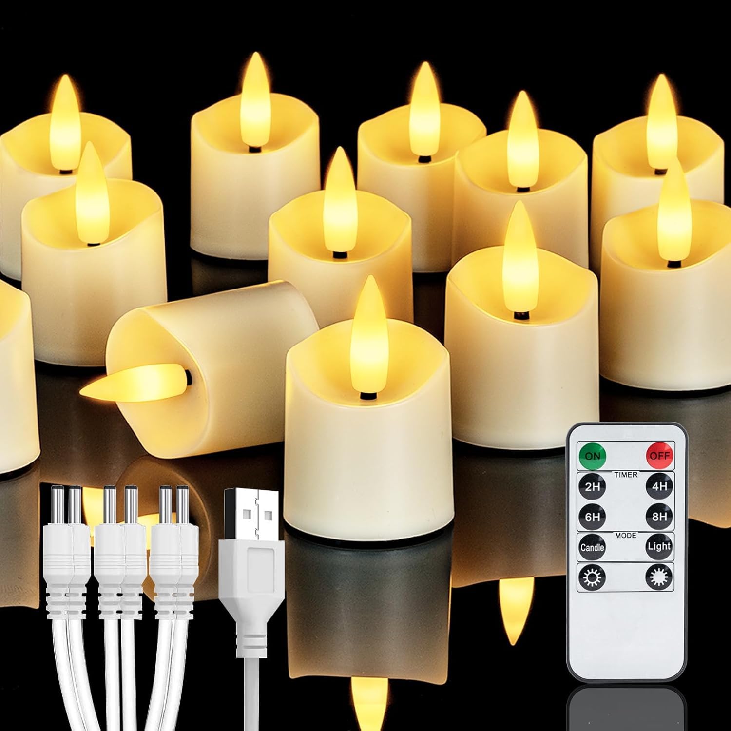 AMAGIC 6 Stück White led stabkerzen, Flammenlose Tafelkerzen