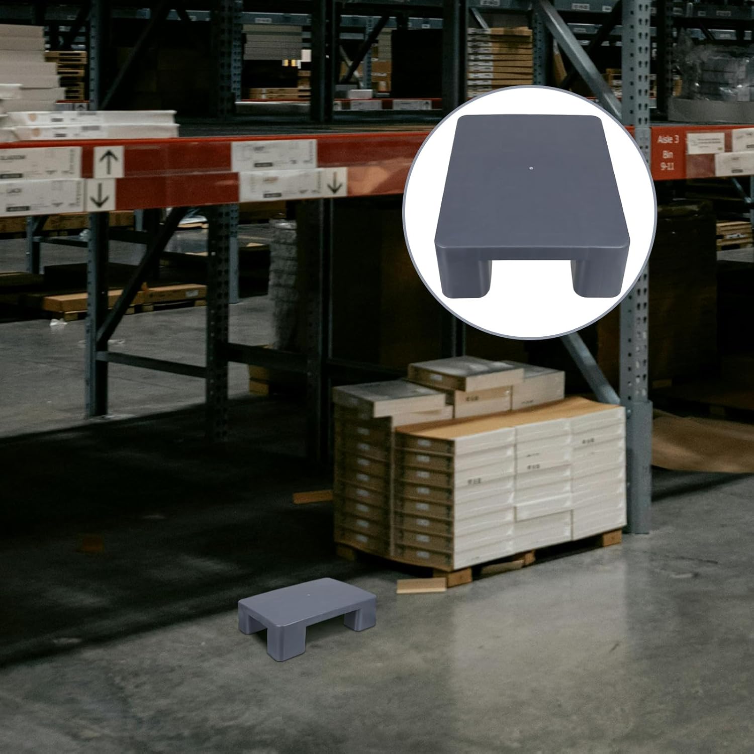 Cabilock Ventilated Plastic Pallet Board Waterproof Storage Pad 40x30x12cm Gray Lightweight Nestable Pallet for Warehouse Basement Kitchen and Supermarket Use