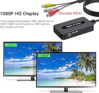 Vista 7 de Convertidor de cable RCA a HDMI hembra con cables HDMI y RCA, convertidor compuesto AV a HDMI CVBS, interruptor de salida Full HD 720P/1080P