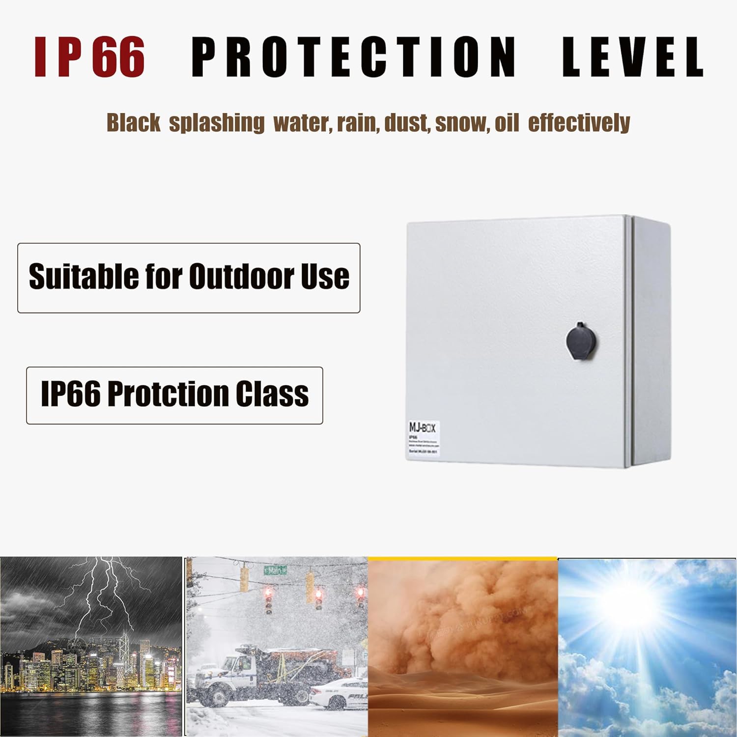 MJBOX Steel Electrical Enclosure Box 16" x 16" x 8'' Carbon Steel Electrical Enclosure Box IP66 Waterproof & Dustproof Outdoor Indoor NEMA 4X Carbon Steel Enclosure