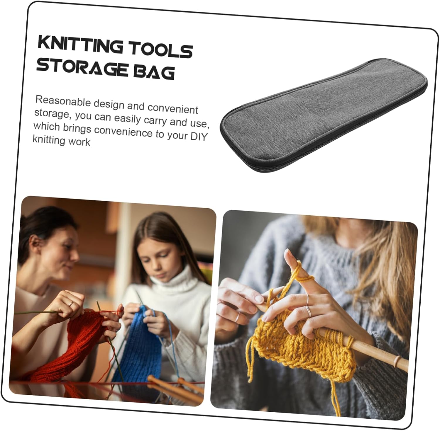 Angoily Portable Crochet Hook Storage Bag Oxford Cloth Organizer for Knitting and Sewing Dustproof Handheld Yarn Tote Multiple Slots for Craft Projects
