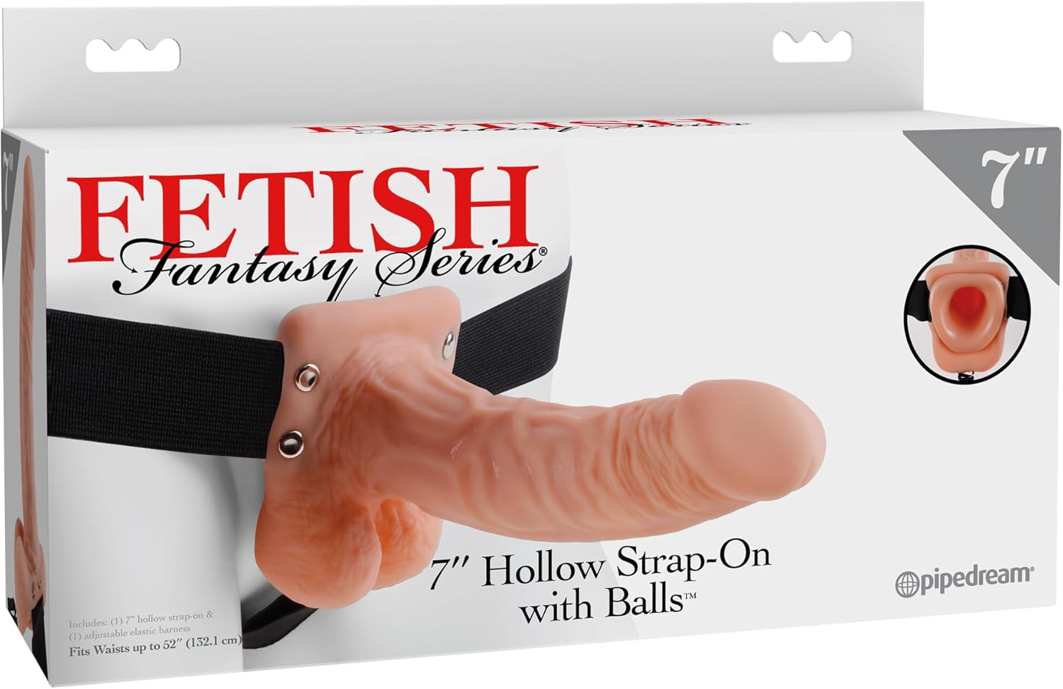 Pipedream Products Fetish Fantasy Hollow Strap On with Balls, Flesh, 7 Inch, 1 Pound