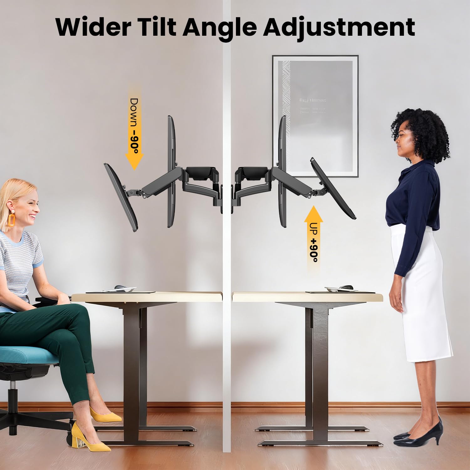 Uchwyt ścienny na 2 monitory 17-32 cali, 9 kg/ramię, VESA 75x75/100x100, ergonomiczna regulacja