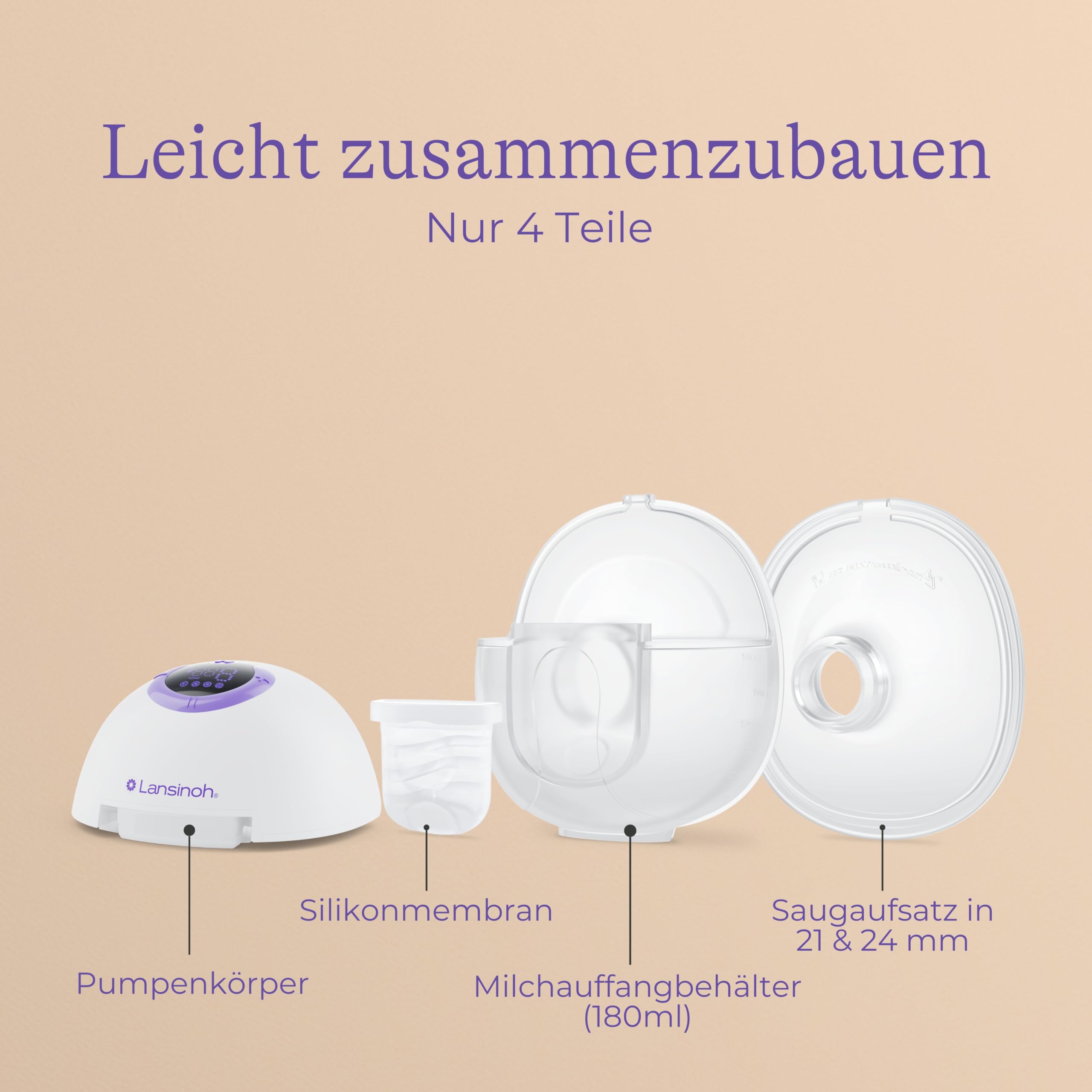 Lansinoh tragbare elektrische Doppelmilchpumpe freihändig leise wiederaufladbarer Akku