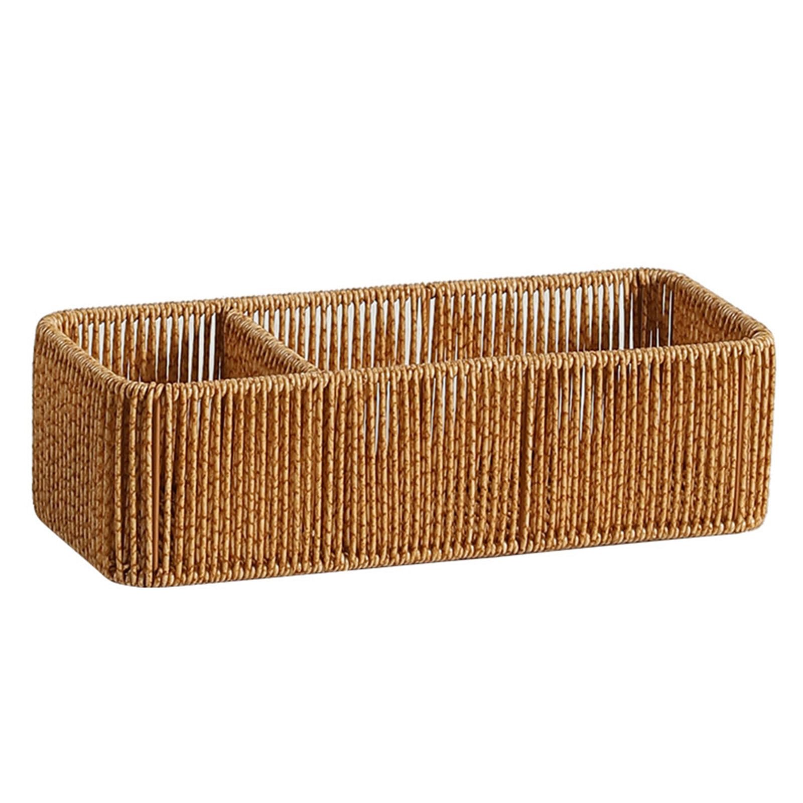 Kalttoy Rattan Desk Storage Handwoven Multi-Compartment Tray for Supplies and Home Decor Multi Compartment Desk Tray Handwoven Rattan with Storage Divider for Home Supplies