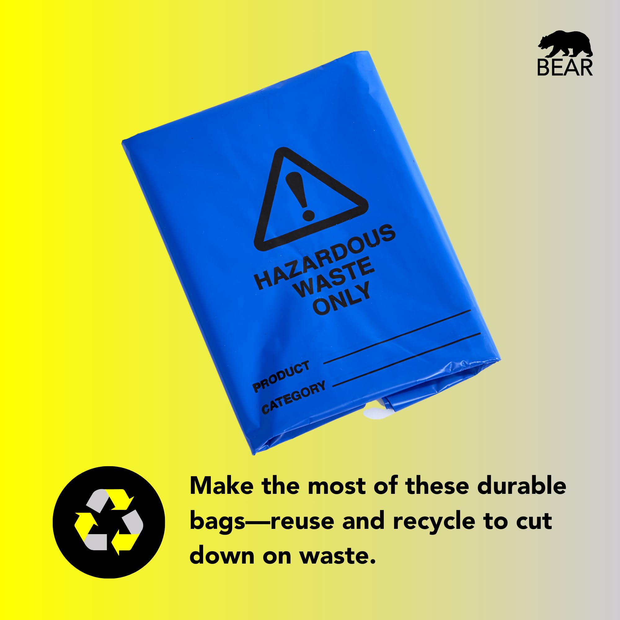 Bolsas de residuos peligrosos, color azul, control de contaminación, eliminación de residuos peligrosos, transparentes y fáciles de identificar, resistentes al desgaste, uso doméstico y comercial