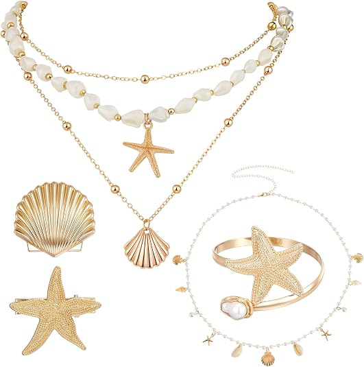 Amazon.com: Tondiamo 7pcs Beach Jewelry Set for Women, Gold Starfish ...