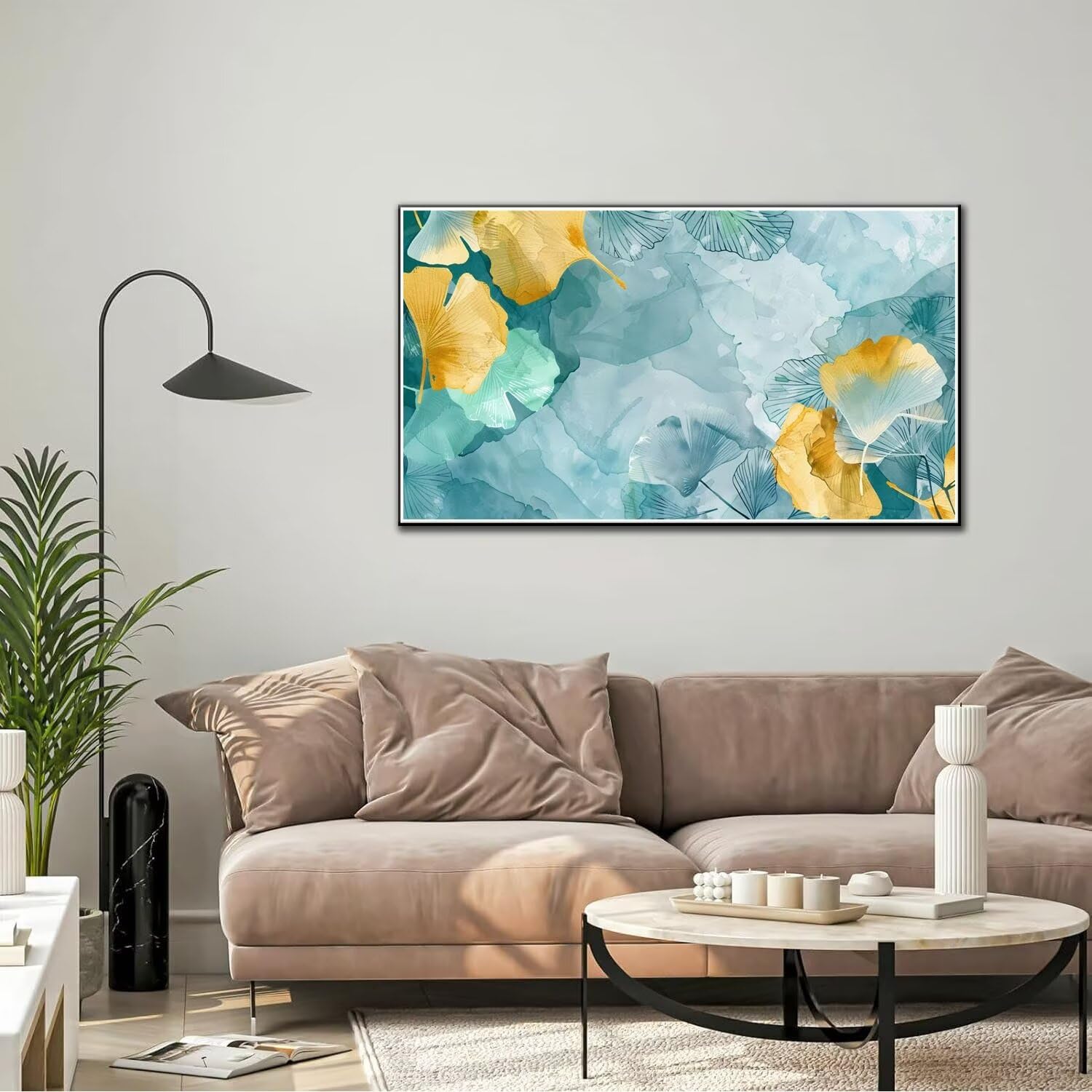 Tumovo Kit de peinture par numéros pour adultes Motif fleurs abstraites | Plants Art on 16x20 Inch Unframed Canvas with Acrylic Paints and 3 Brushes Relaxing DIY Craft and Wall Decor
