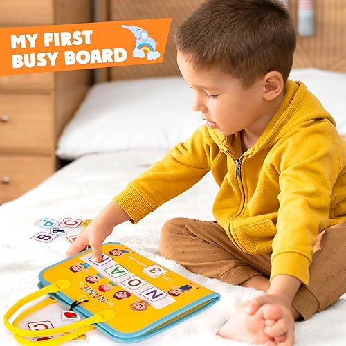 Miniatura 8 de OAKJAR Tablero de actividades, juguetes Montessori para niños pequeños, juguete sensorial para aprender habilidades motoras finas, tablero sensorial