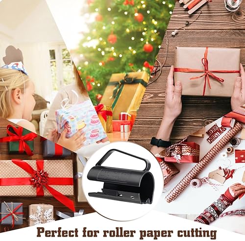 Miniatura 7 de Cortador de rollo de papel de regalo, 2 piezas, herramienta de corte de papel de regalo con mango de corte a presión, fácil deslizamiento, regalo de