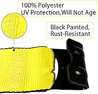 Vista 2 de KJE Correas de cabrestante de 4" x 30' amarillas de servicio pesado para amarre con ganchos planos, correa de remolque de plataforma plana WLL#