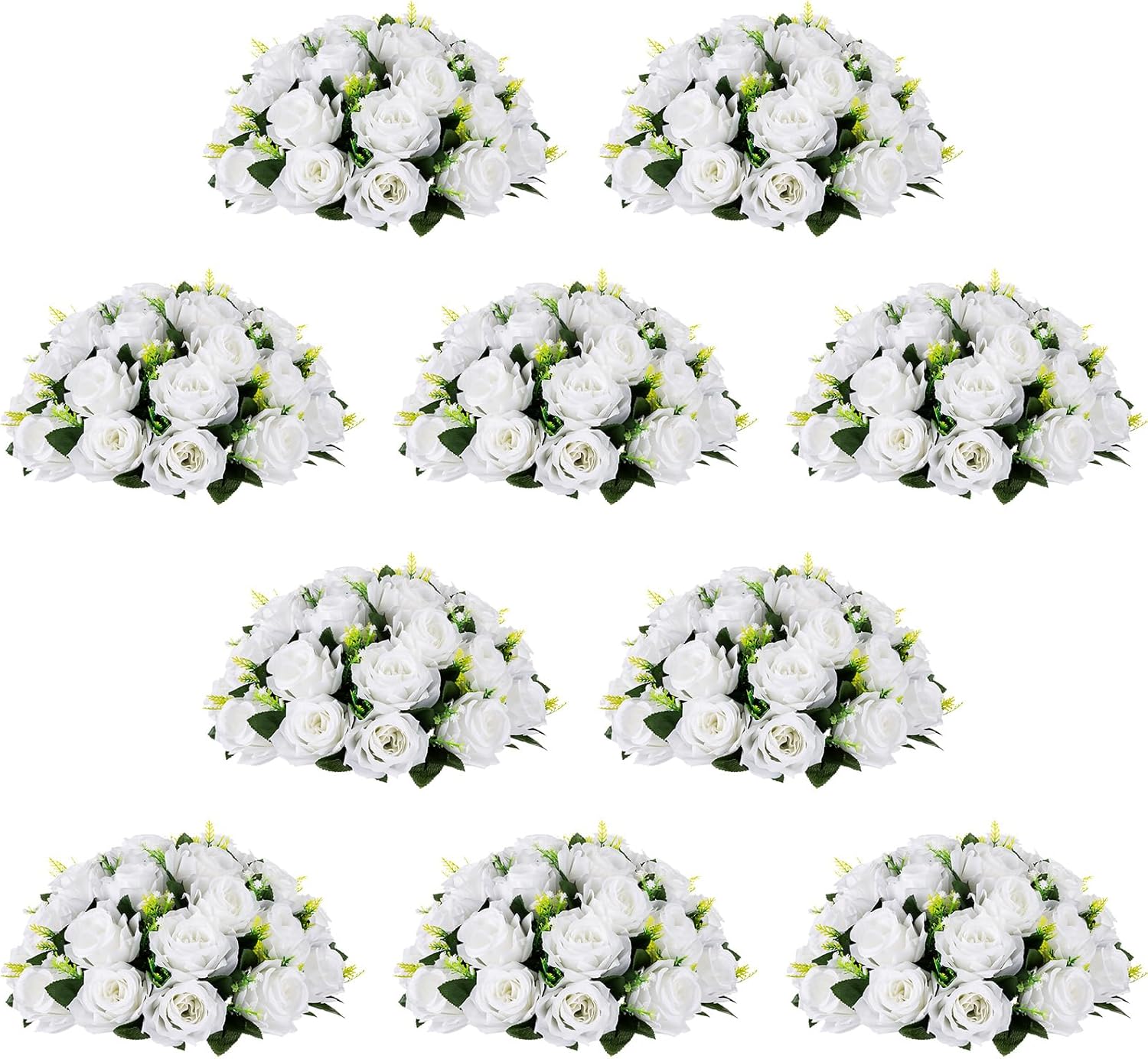NUPTIO Large Flower Wedding Centerpieces - 10 Pcs 13.8in Diam White Artificial Flowers Rose Ball for Centerpieces Tables - Fake Rose Arrangements for Weddings Table Decorations 10 White