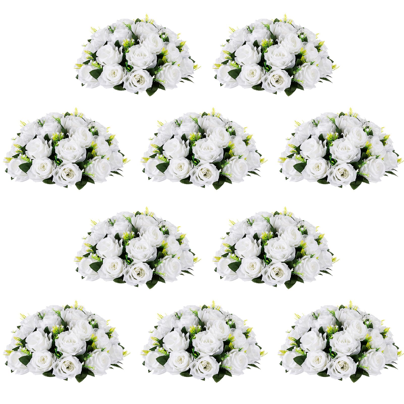 Boules de fleurs artificielles blanches 35cm Nuptio pour centre de table de mariage | 10 pièces
