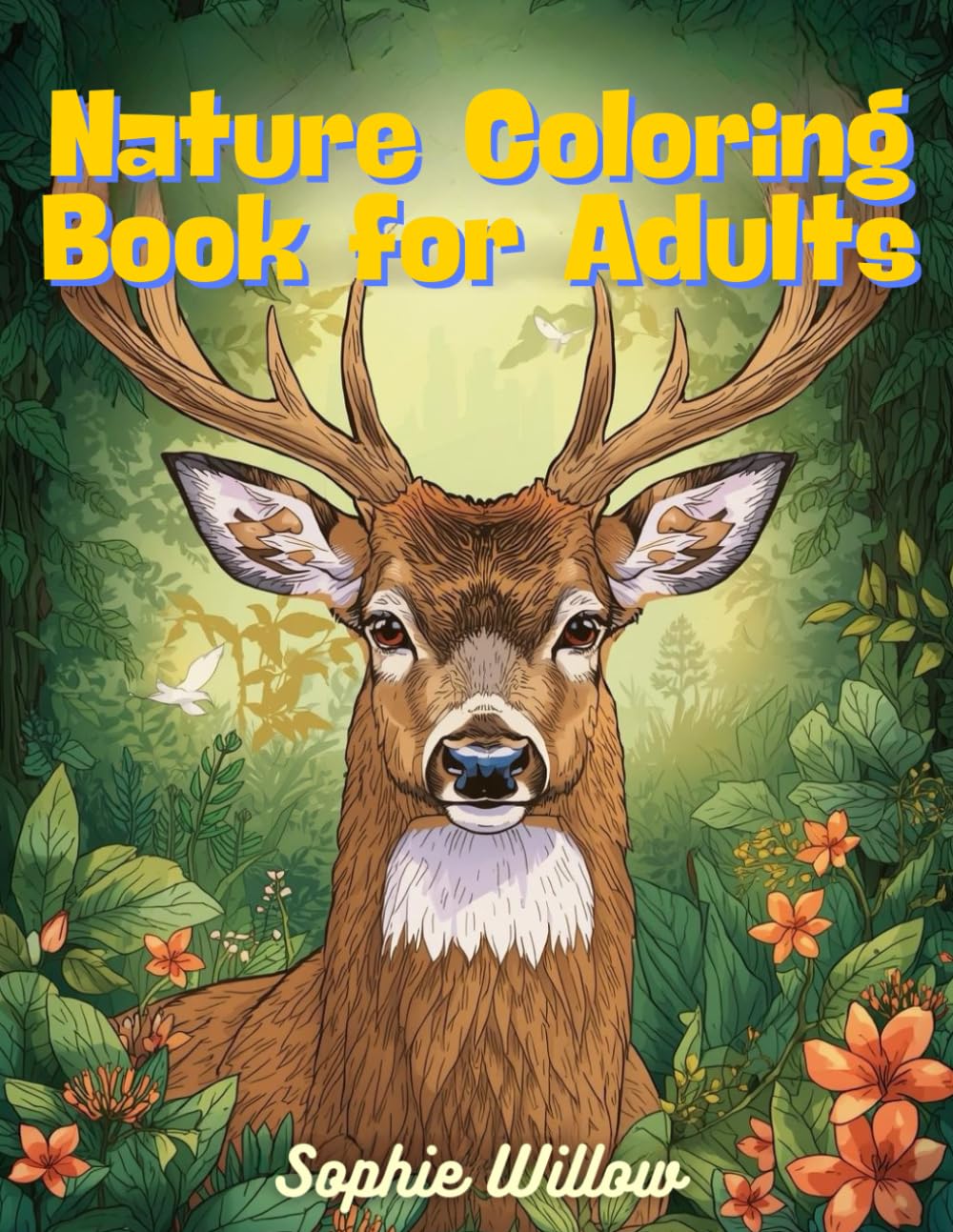 Nature Coloring Book for Adults: Relaxing Animal and Nature Scenes with Wildlife, Birds and Botanical Details for Stress Relief and Mindful Coloring