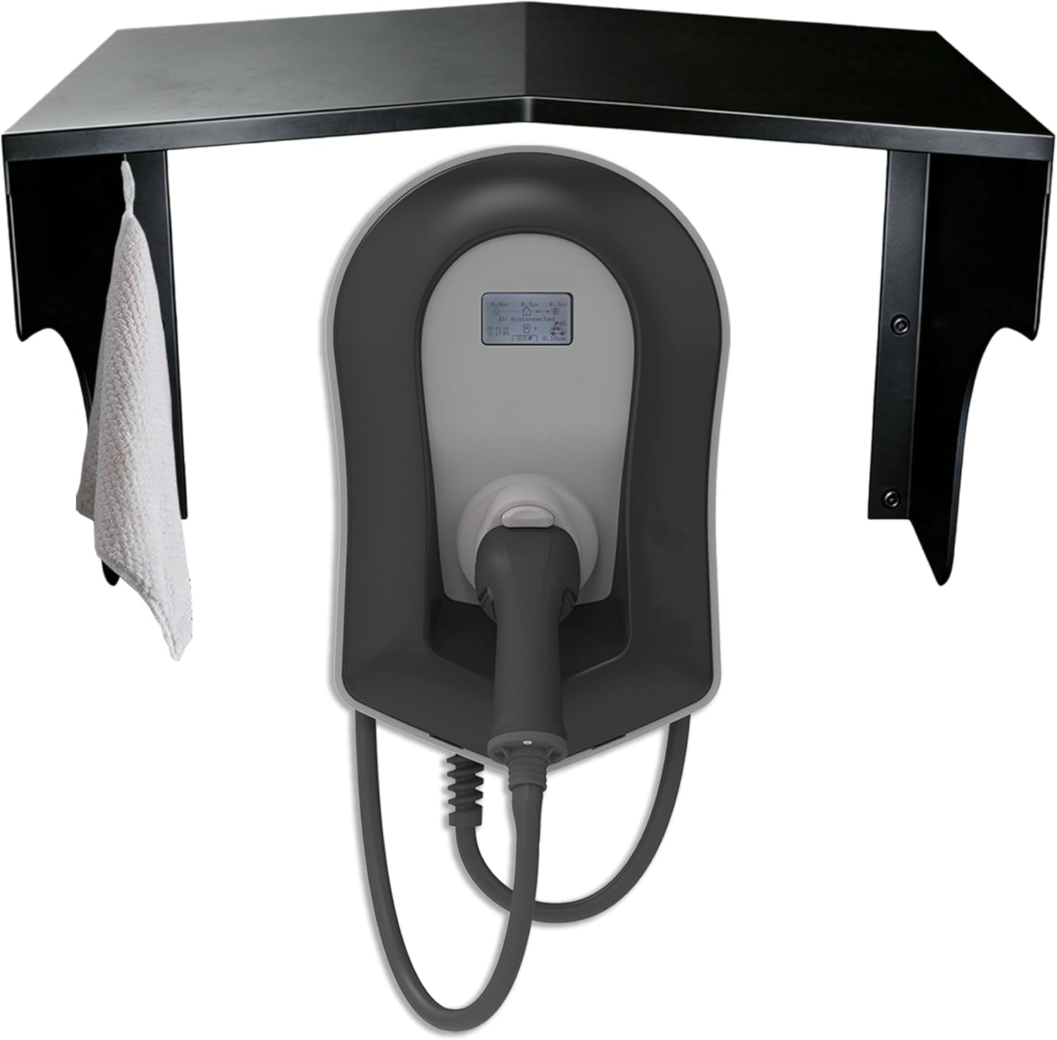 EV Charger Protective Cover - 16.9"x10.2"x10.2" Weatherproof and UV-Resistant, Electric Vehicle Charger Protective Roof with Hook for Cleaning Cloth, Free Cloth Included