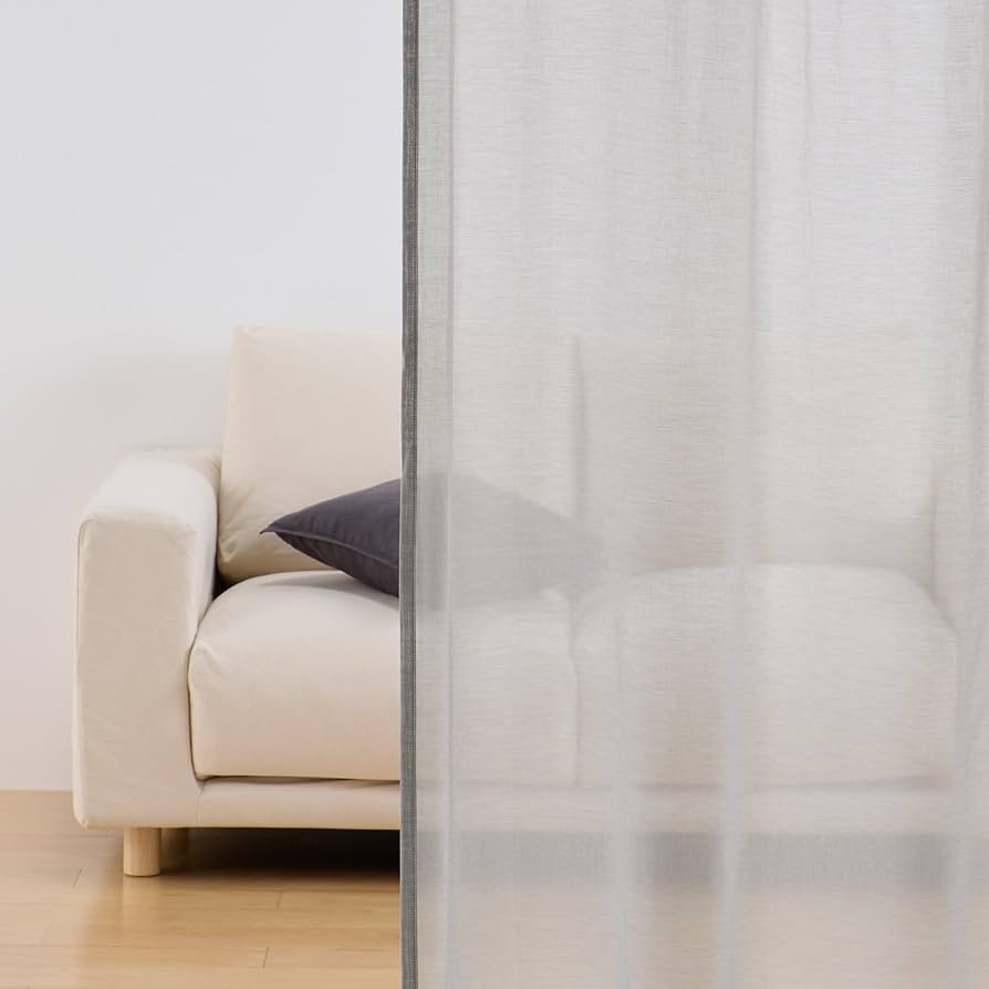 【無印良品】綿ボイル　ノンプリーツ　カーテン 無印良品 綿ボイルノンプリーツカーテン 幅100×丈103cm用 オフ白