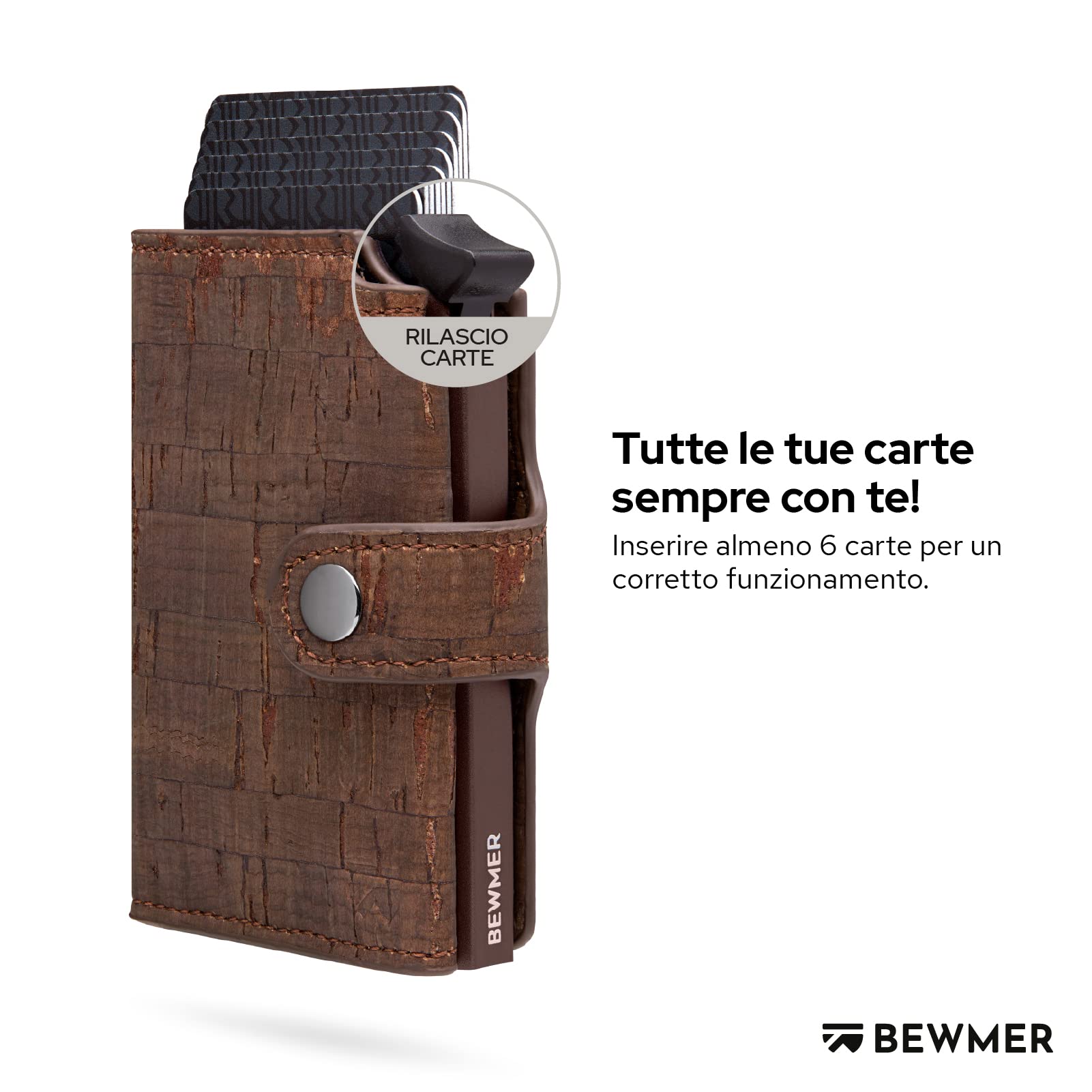 BEWMER Porta Carte di Credito 2 | Portafoglio Slim da Uomo e Donna con Rfid Protection Anticlonazione | Porta Tessere e Soldi con Portamonete