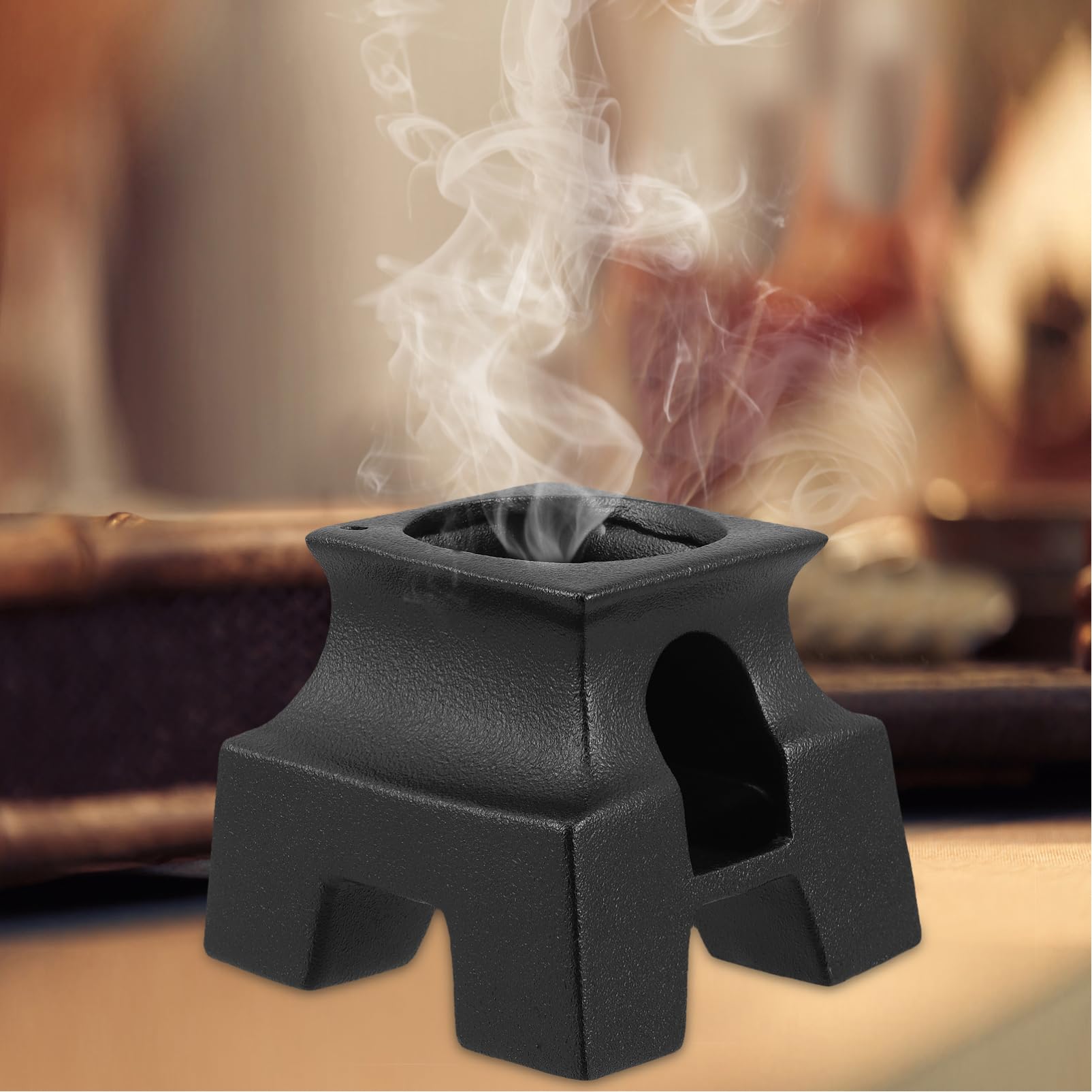 Keramik Weihrauchbrennerhalter für Palo Santo Stäbchen mit Schwarzem Holztablett Handgefertigt für Meditationsraum und Umweltbewusste Nutzung
