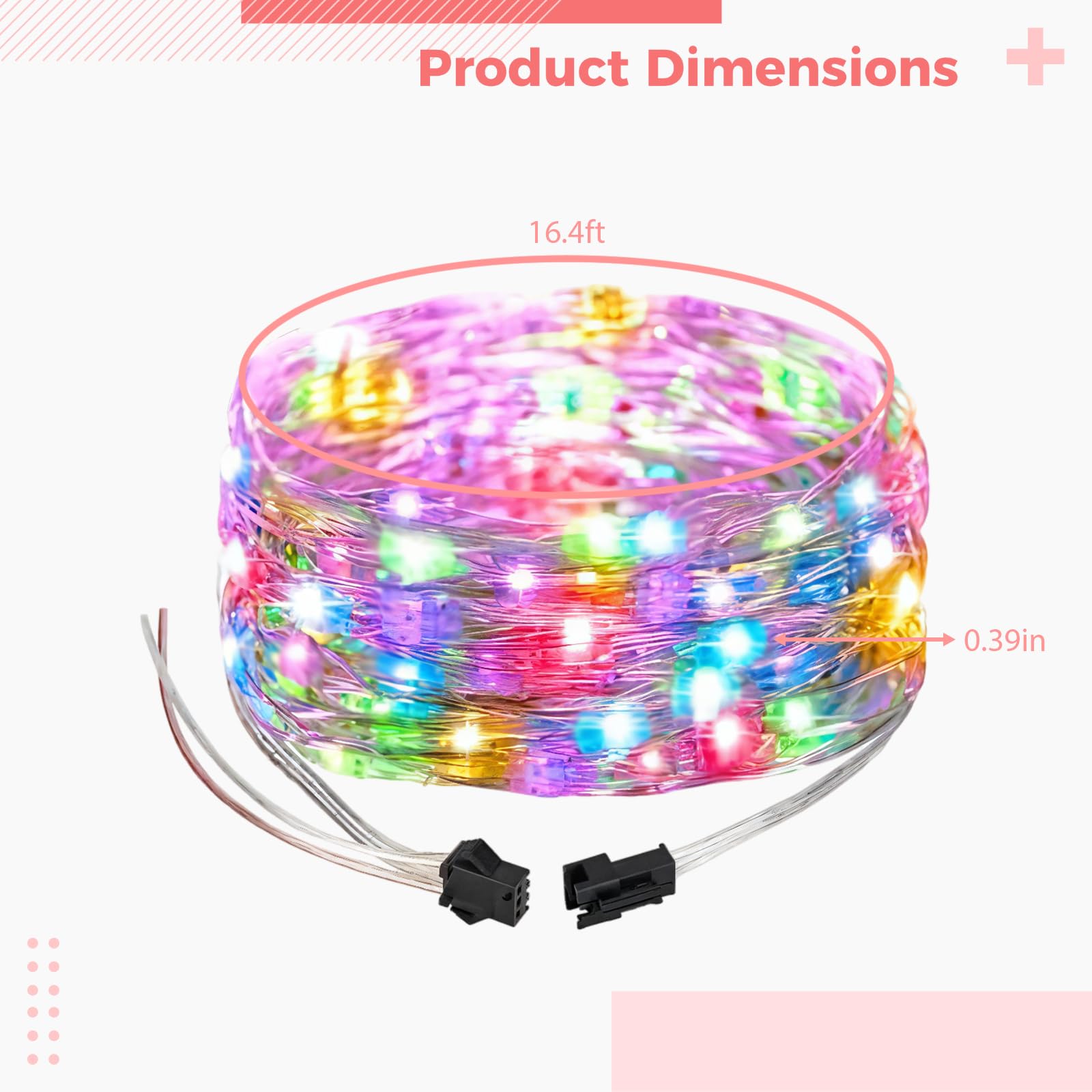 Ws2812B Ic Lot de 5 guirlandes lumineuses LED RVB 5 m Fil de cuivre à intensité variable, programmable, étanche pour fêtes, extérieur, mariages