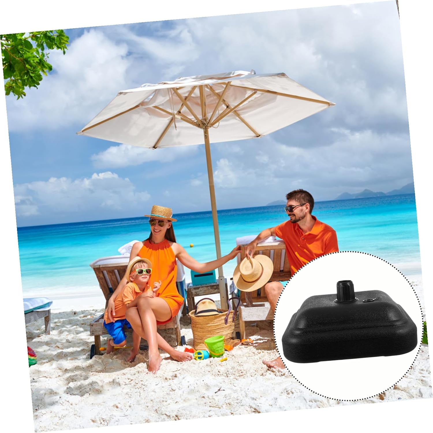 1pc Umbrella Base for Outdoor Use Fillable Water Sand Supports up to Poles Plastic Sunshade Stand for Beach Garden and Patio