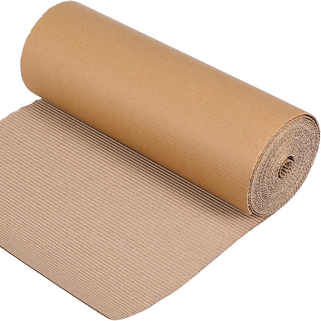 ARTIBETTER Corrugated Cardboard Roll 11.81In X 196.85In Single Face Kraft Paper for Packing Shipping Cushioning Storage and Diy Craft Projects