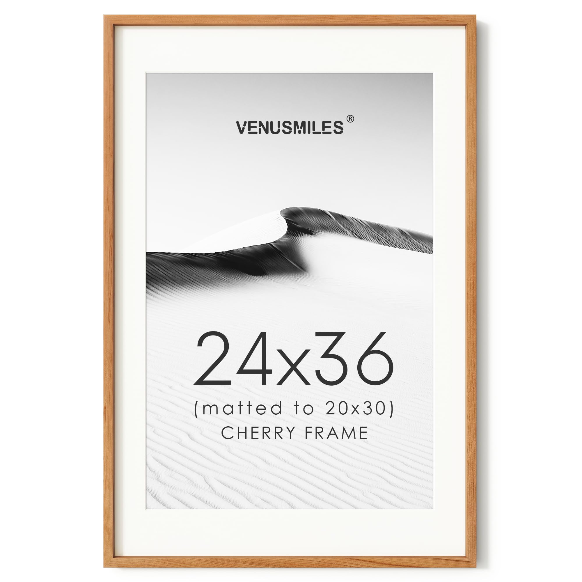 24x36 Poster Frame, USA-Sourced Natural Cherry Wood Picture Collage Frame