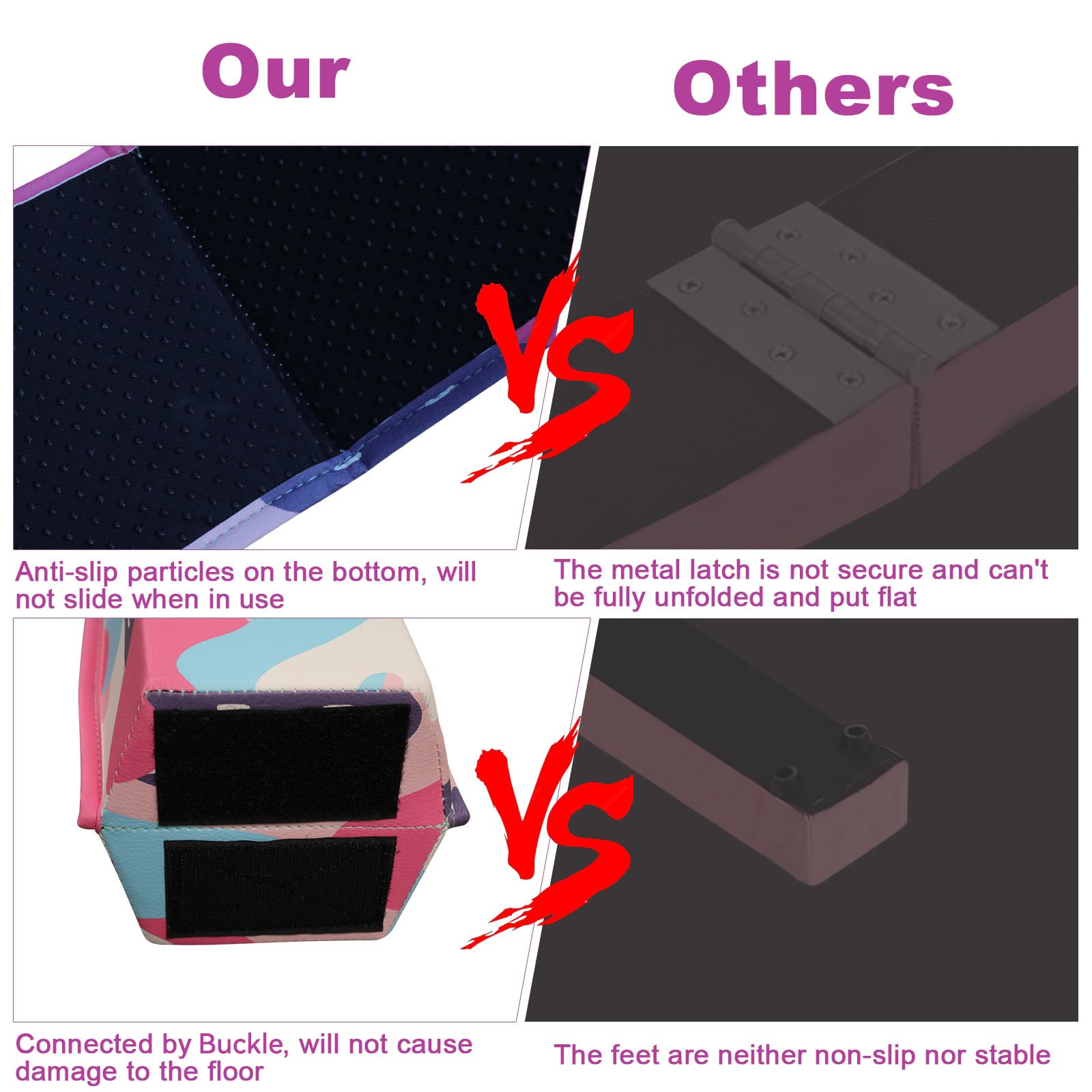 FBSPORT Trave Ginnastica Artistica per Casa 240/270/300 cm in Pelle PU, Trave di Equilibrio Pieghevole con Fondo Antiscivolo per Bambini, Principianti e Ginnasti Professionisti