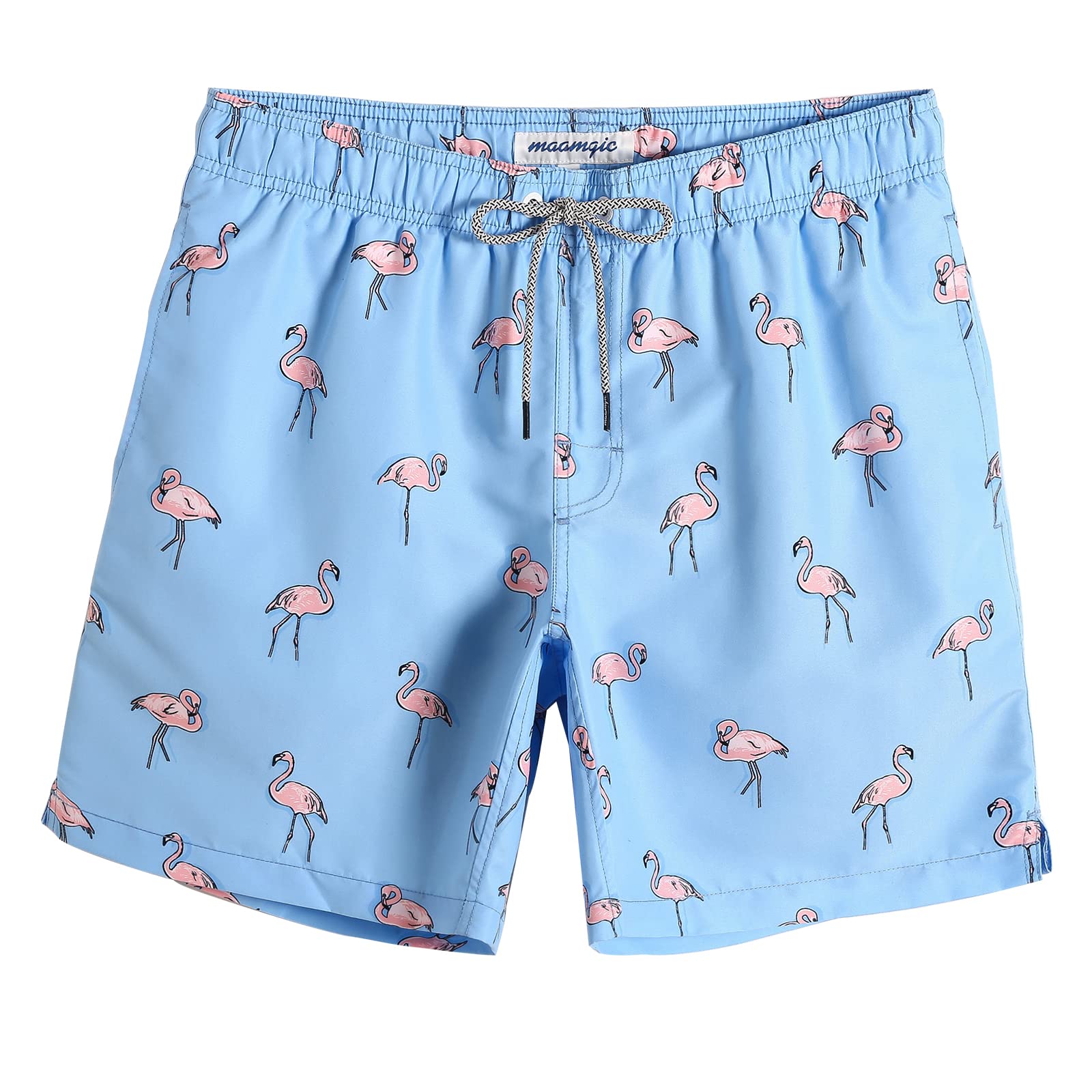 maamgic Mens Swim Trunks Quick Dry Mesh Linner with Pockets 7" Beach Shorts