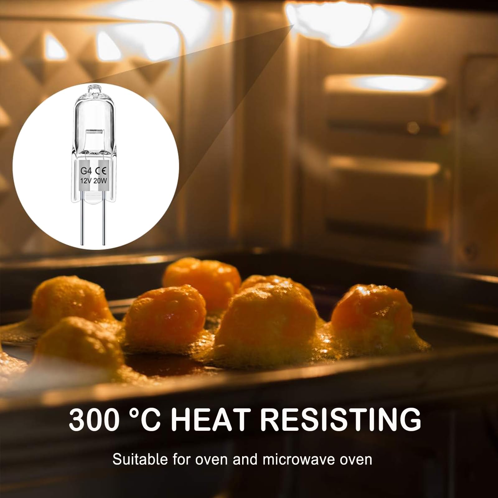 Ampoules Halogènes G4 12V 20W - Blanc Chaud 2700K, Dimmable, Résistantes à 300°C, Lot De 4, Pour Four, Hotte - 2