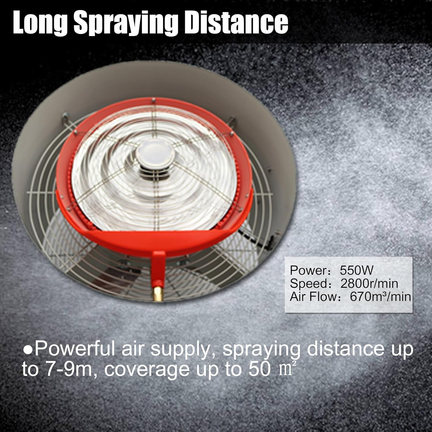 Industrial Misting Cooling Spray Fan Electric Humidification and Watering 670m³/min 60L Water Tank Two Motor