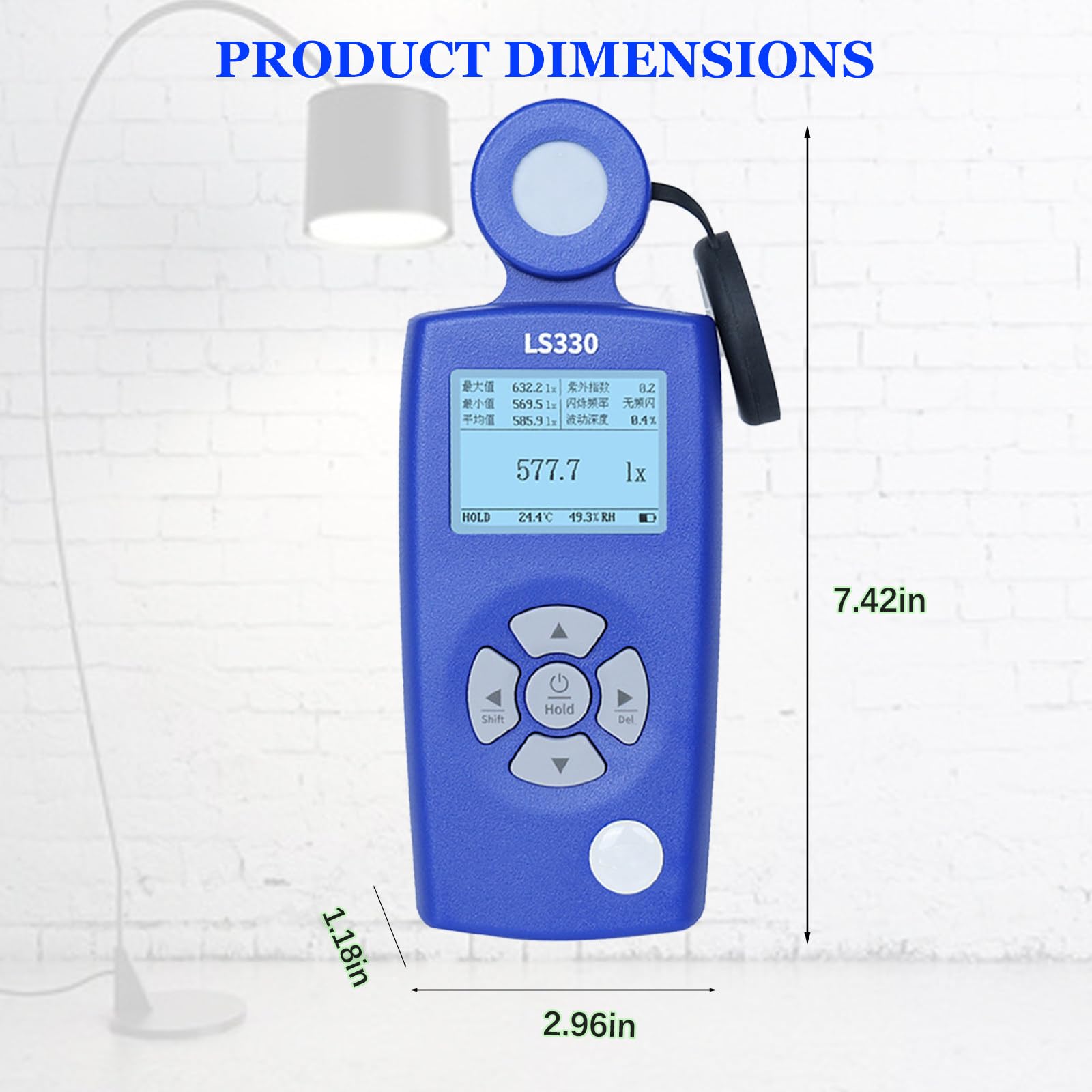 Luminómetro Digital de Alta Precisión, Luxómetro Profesional para Invernaderos, Luxómetro, índice UV, Medición de Frecuencia de Parpadeo para Luminarias