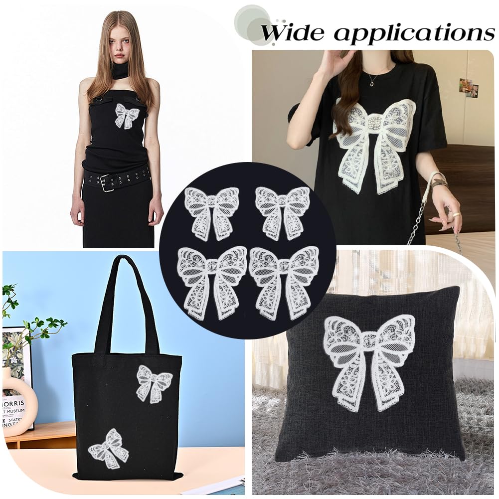 GORGECRAFT 4 Pièces Patchs Nœud Papillon Dentelle Brodée - 2 Styles Pour Robe Mariée & Vêtements GORGECRAFT 4 Pièces Patchs Nœud Papillon Dentelle Brodée - 2 Styles Pour Robe Mariée & Vêtements