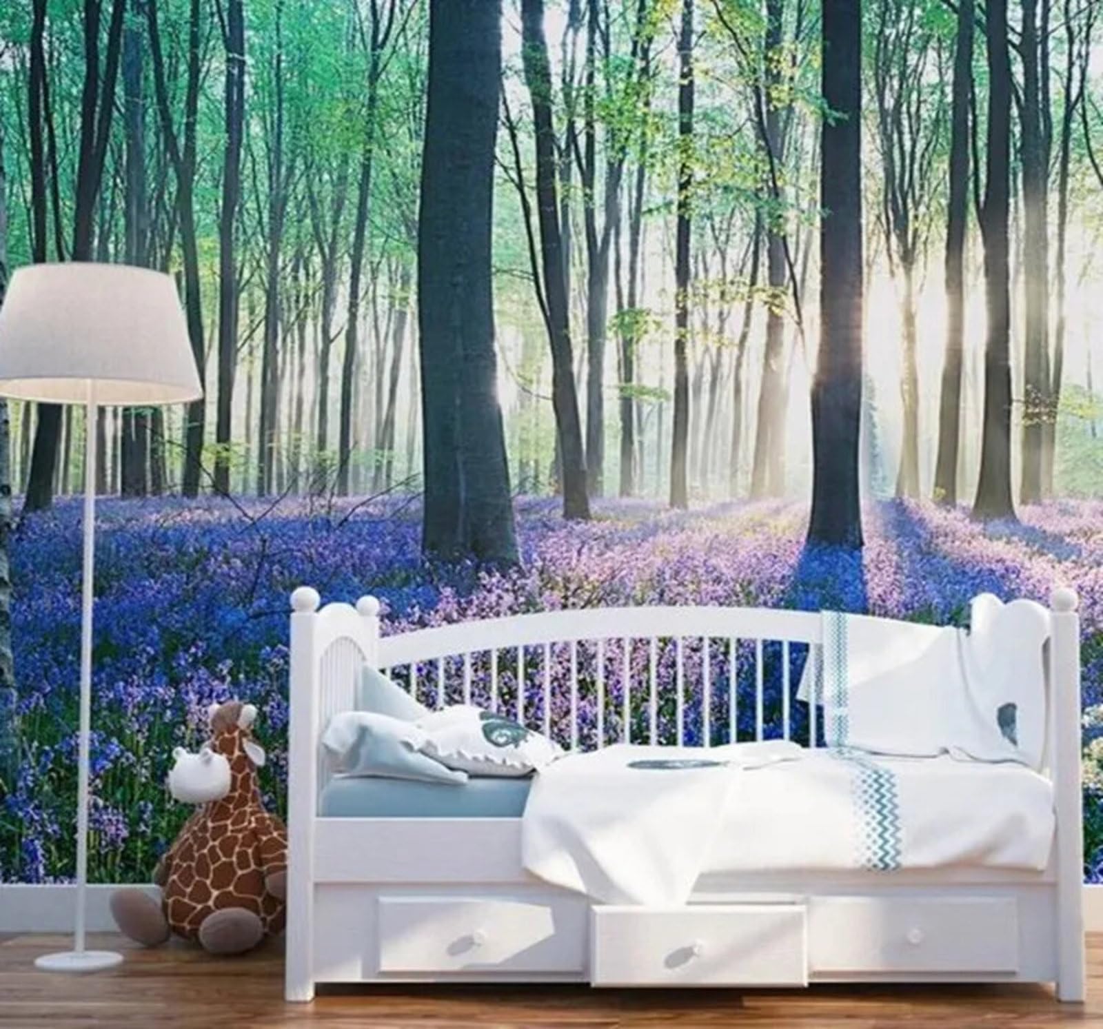 Fresh Ethereal Sunny Forest Lavender 3D Wallpaper Easy Install Feature Office Living Room Sofa Bedroom TV Background Wall Decoration-400cm×280cm