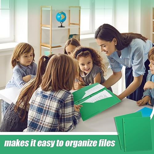 Miniatura 5 de Henoyso 36 carpetas de 4 bolsillos con 3 agujeros perforados de plástico resistentes carpetas de 4 bolsillos para carpetas de 3 anillos para uso en