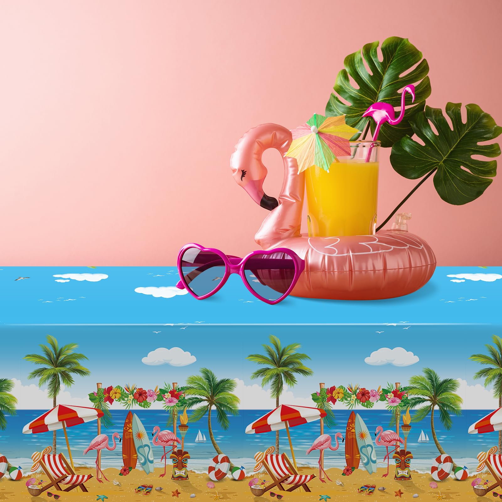 Amazon.co.jp: 6枚パック 夏 ビーチ プラスチック テーブルクロス