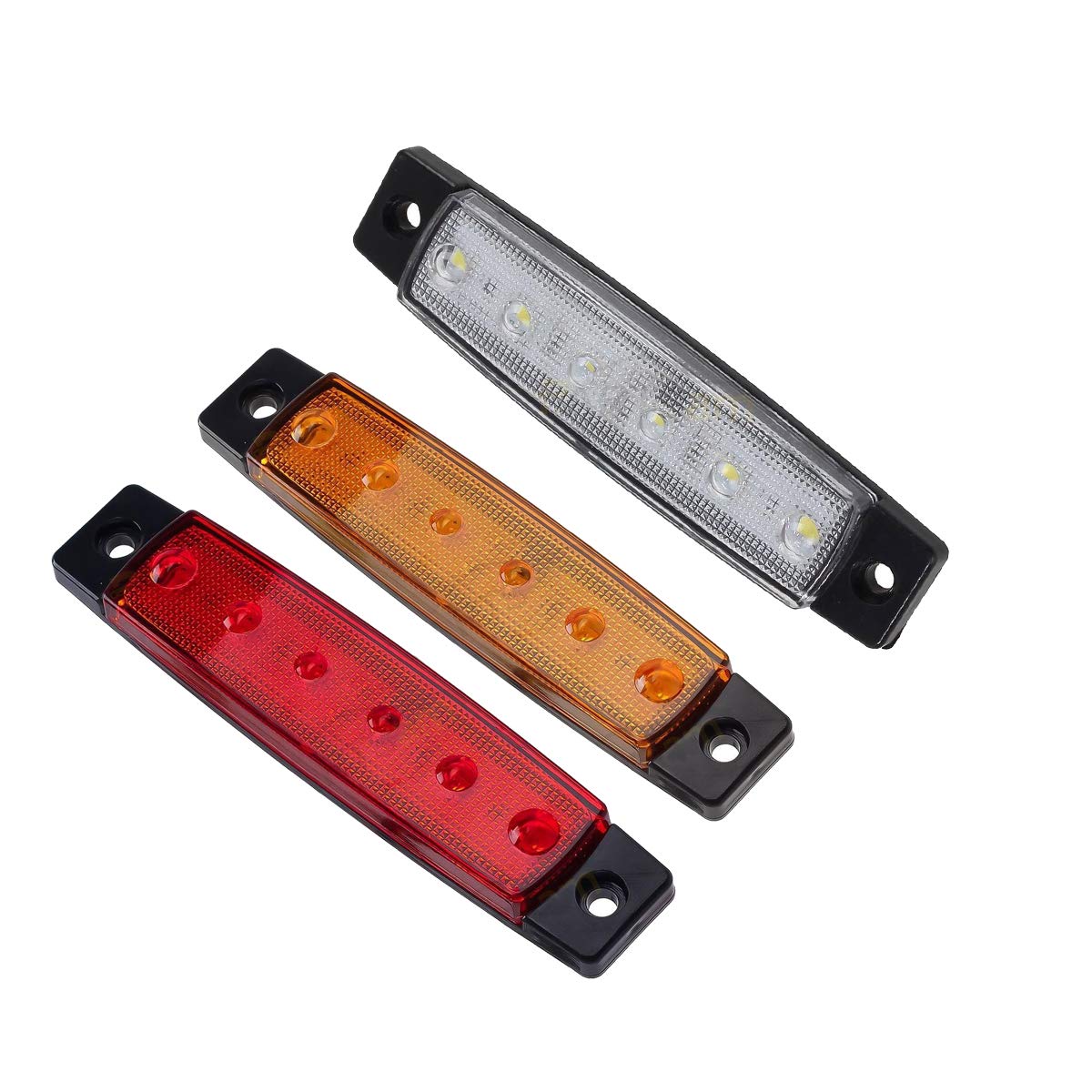 Boczne światła obrysowe LED, 6 diod LED, 2835 SMD, lampy obrysowe do ciężarówek, przyczep kempingowych, kamperów, ciągników, ciężarówek, SUV, łodzi, 12 V DC, odporne na wstrząsy (10 szt.
