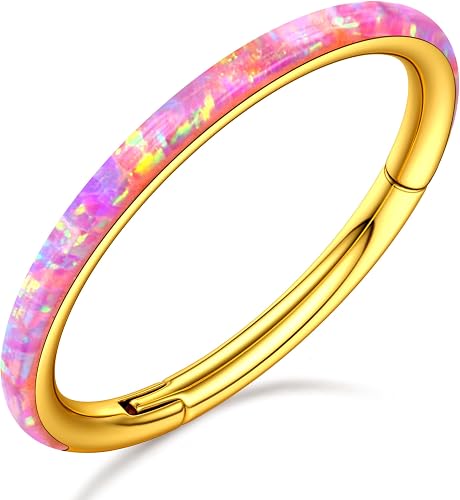 BodyBonita Frente Rosa Ópalo Piercing Nariz - 16G Acero Quirúrgico 316L Aros Nas