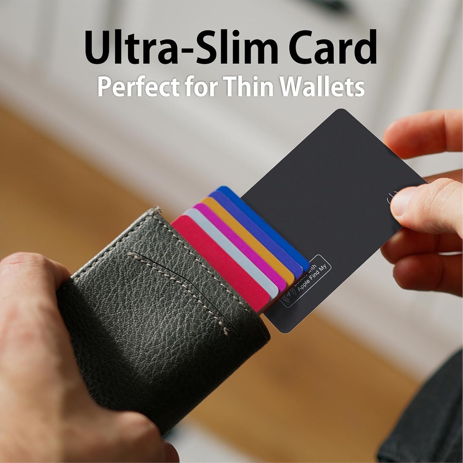 FineTrack Slim Bluetooth-Tracker für Apple Find My (iOS), IP68 Wasserdichter wiederaufladbarer Kartenfinder für Wallet, Reisepass, Gepäck — ultradünner SmartTag