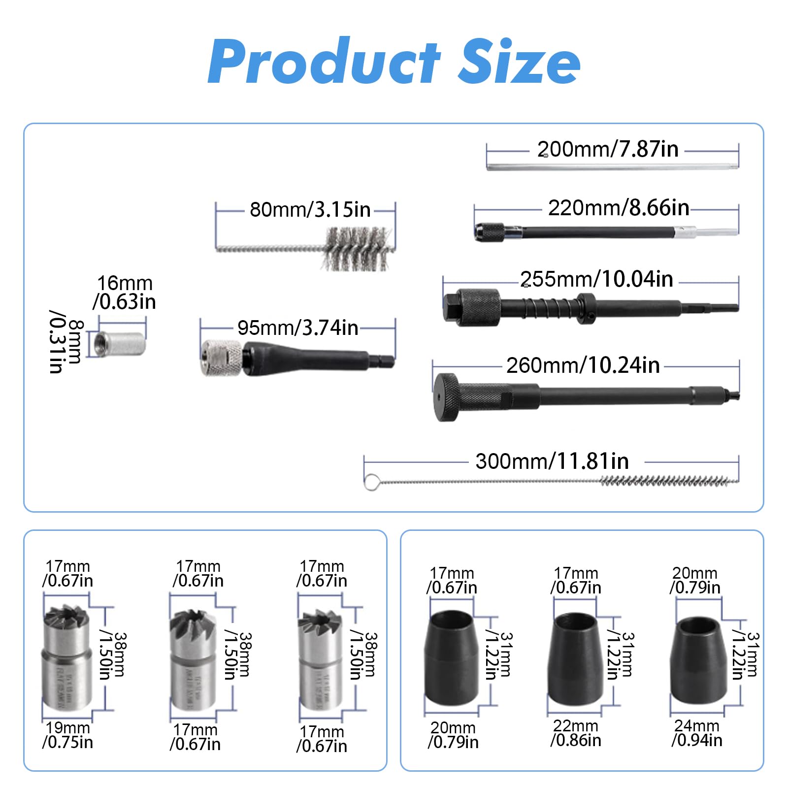 Kit de 21 pièces pour injecteurs, joints d'injecteurs, kit d'outils de nettoyage pour injecteurs, kit d'outils de nettoyage et de réparation d'injecteurs diesel