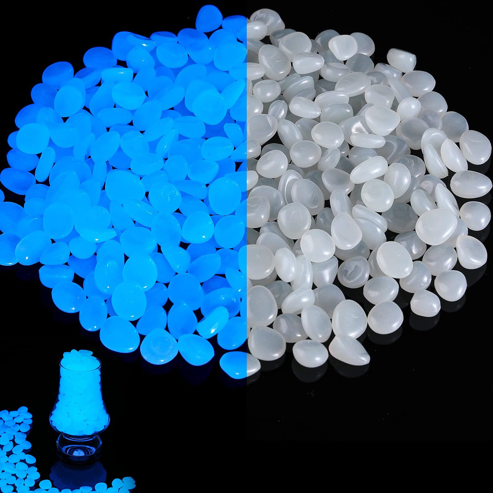 300 Pezzi Pietre Da Giardino,Decorazione Giardino Pietra Luminosa Pietre Per Decorativi Per Vasi Per Decorazione Di Corridoio Aperto Decorare Acquario Cortile (Bianco)