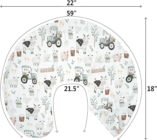 Miniatura 9 de Fundas de almohada de lactancia de animales de granja boho para niños y niñas, cordero, vaca, pollo, pato, tractor, árbol, fundas para lactancia