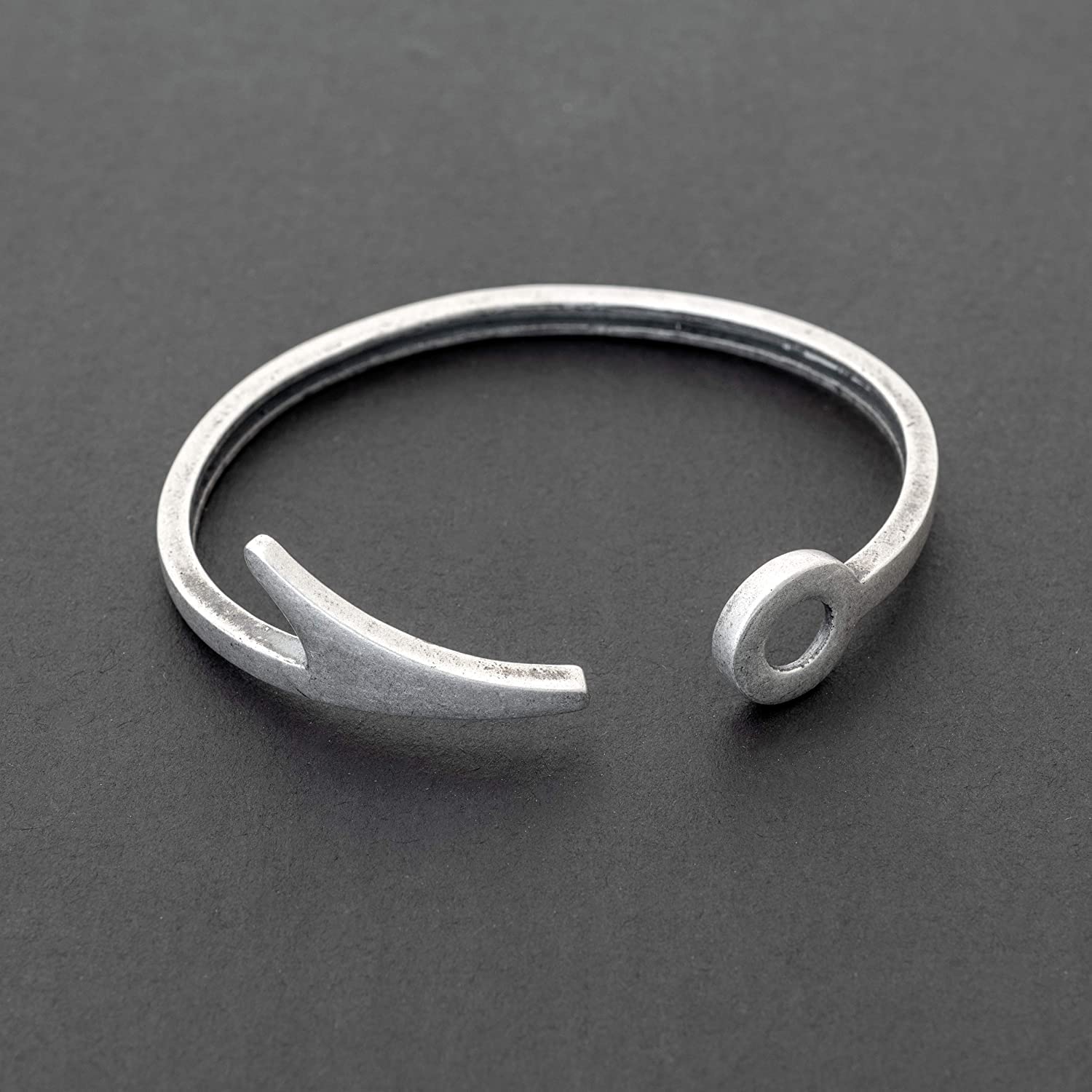 EMMANUELA handcrafted for you 925 braccialetto in argento sterling per gli uomini, regalo degli uomini, regalo rock, braccialetto del polsino grosso, vintage rustico, mare arpione nautico lancia